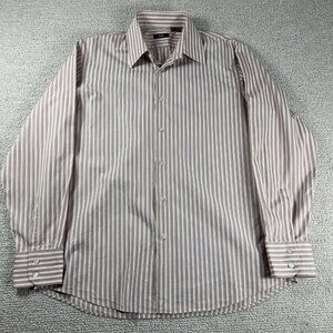 Hugo Boss Button Down Shirt Beige White Pink Men’s Size 17 / XL